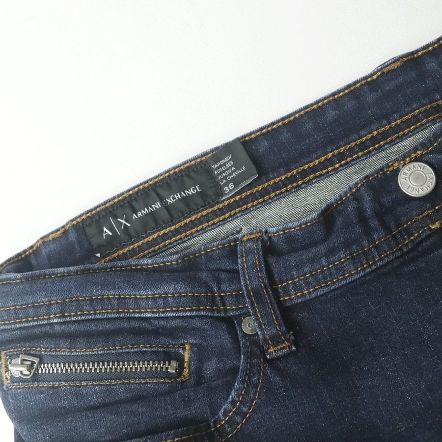 美品 ジョルジオ・アルマーニ A/X ARMANI EXCHANGE テーパード デニムパンツ インディゴ W:36 JP:L-XL ジーンズ 【相場価格￥24,530-】_画像5