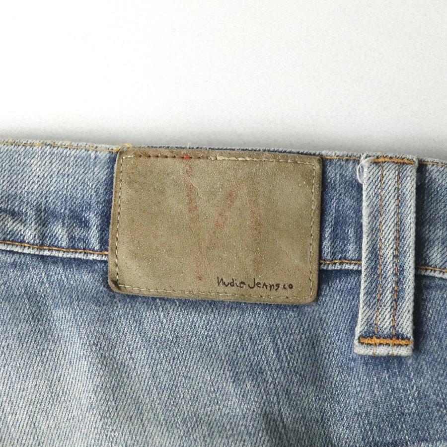 美品 イタリア製 NUDIE JEANS ヌーディージーンズ THIN FINN ヴィンテージ加工 デニム スリムパンツ インディゴ W32【参考価格￥31,900-】