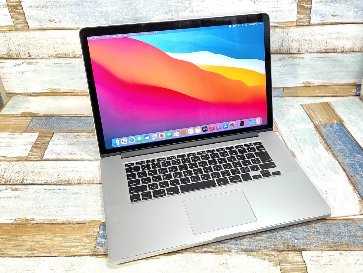 MacBook Pro 15-inch Retina,Mid2015/A1398/intel core i7-4980HQ 2.80GHz/メモリ16GB//15.4インチ/OS Big Surの画像1