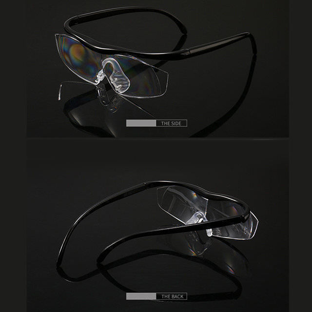 メガネ型ルーペ 拡大鏡 1.8倍 眼鏡の上から使える オーバーグラス対応 ルーペめがね 眼鏡 ハンズフリー おしゃれ 男女兼用 黒色 送料無料_画像3