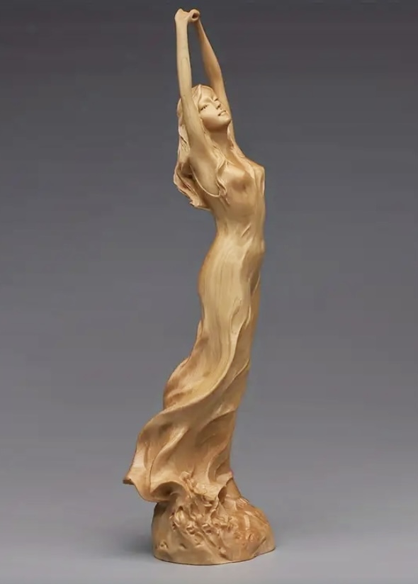 高さ23cm 一木彫り 美人 女性像 天然木 女性像 女神 置物 東洋彫刻 裸婦像 美人像 工芸品 木像 美少女 美女 フィギュア セクシー ヌード_画像8