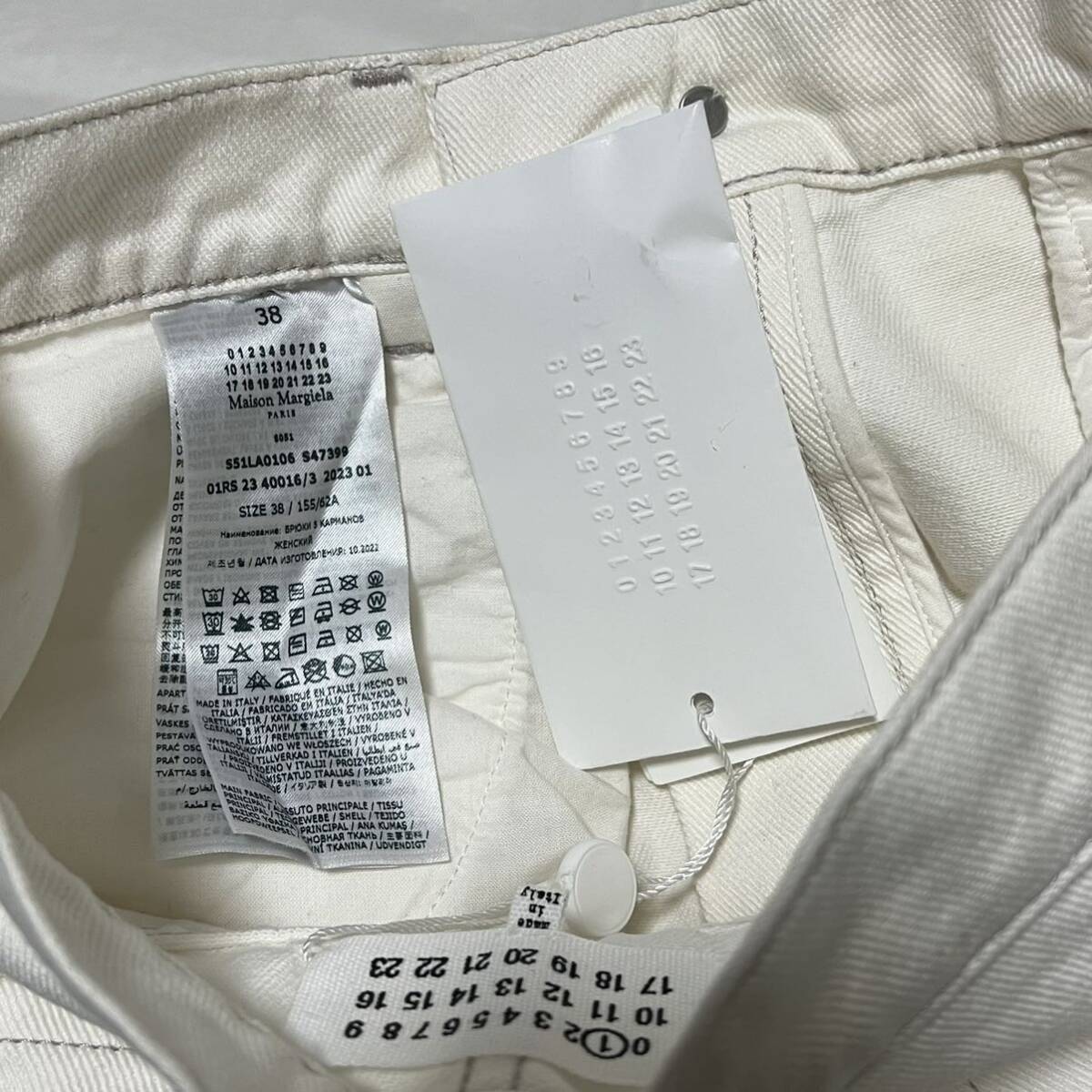 新品 Maison Margiela メゾンマルジェラ デニム ジーンズ スラッシュディテール カットオフ デニム サイズ 38 ホワイト アイボリー_画像10