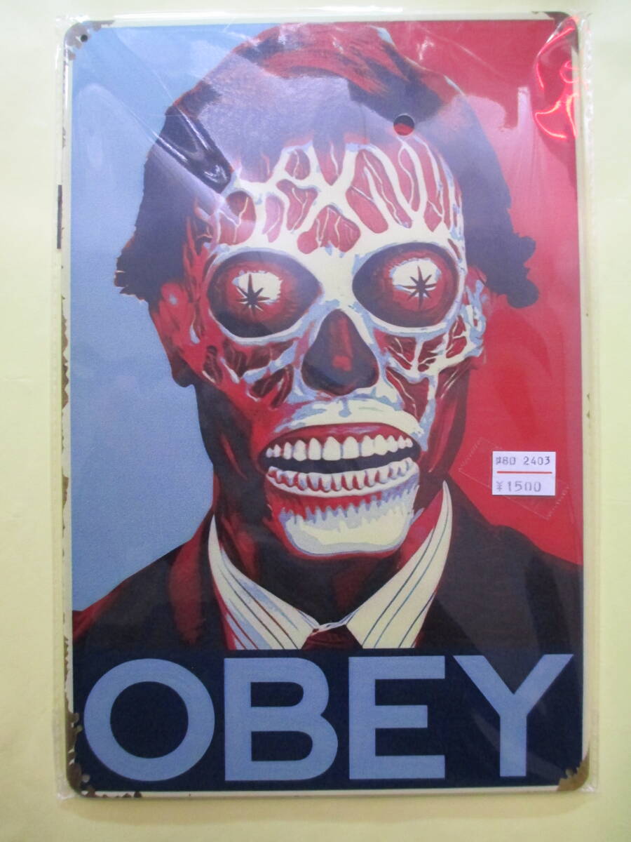 金属アルミサイン　装飾品　ゼイリブ　ＯＢＥＹ_画像1