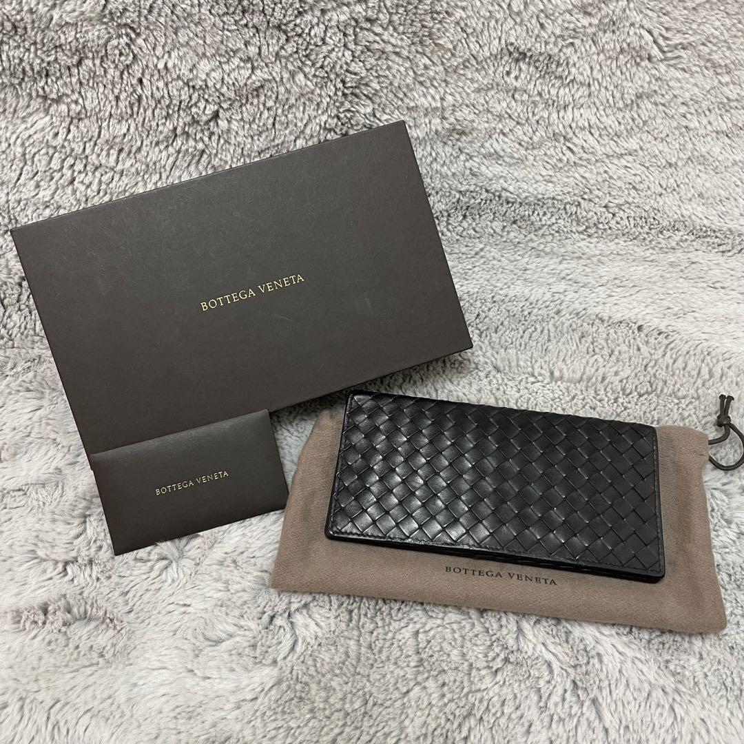 【極美品】BOTTEGA VENETA ボッテガヴェネタ 長財布 イントレチャート ロングウォレット オールレザー メンズ 黒 ブラック_画像2