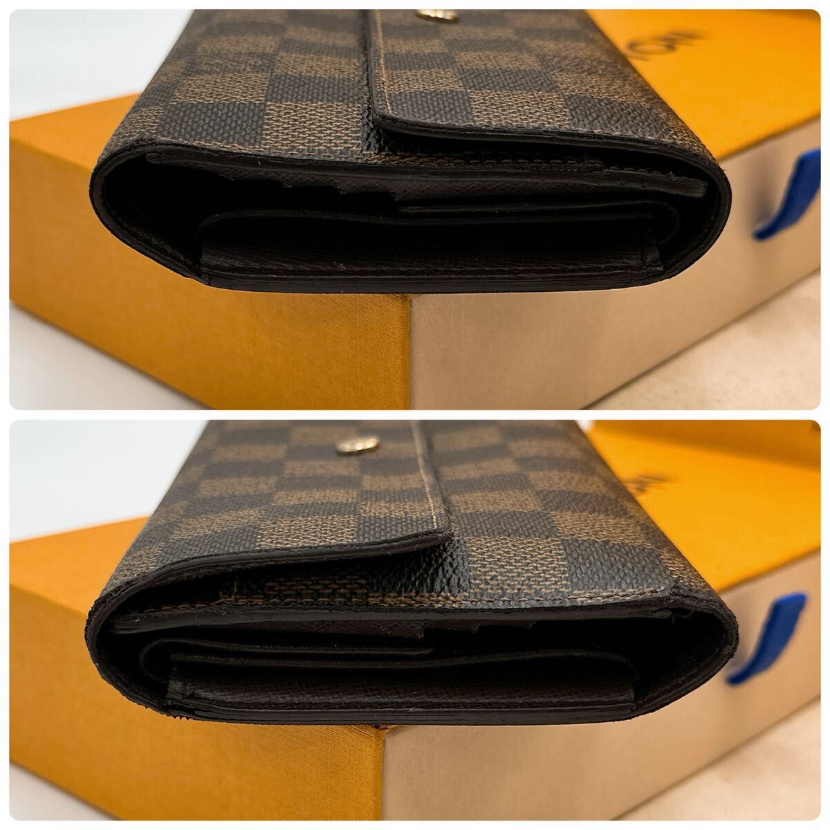 R340【美品】LOUIS VUITTON ルイヴィトン ダミエ ポルトフォイユ インターナショナル 三つ折り財布 長財布 ウォレット N61217_画像8