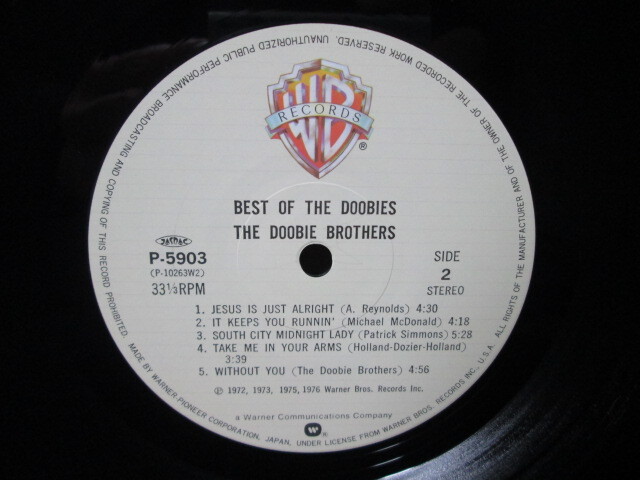 盤質A Best of the Doobie Brothers [Analog] The Doobie Brothers ドゥービー・ブラザーズ vinyl アナログレコード_画像7