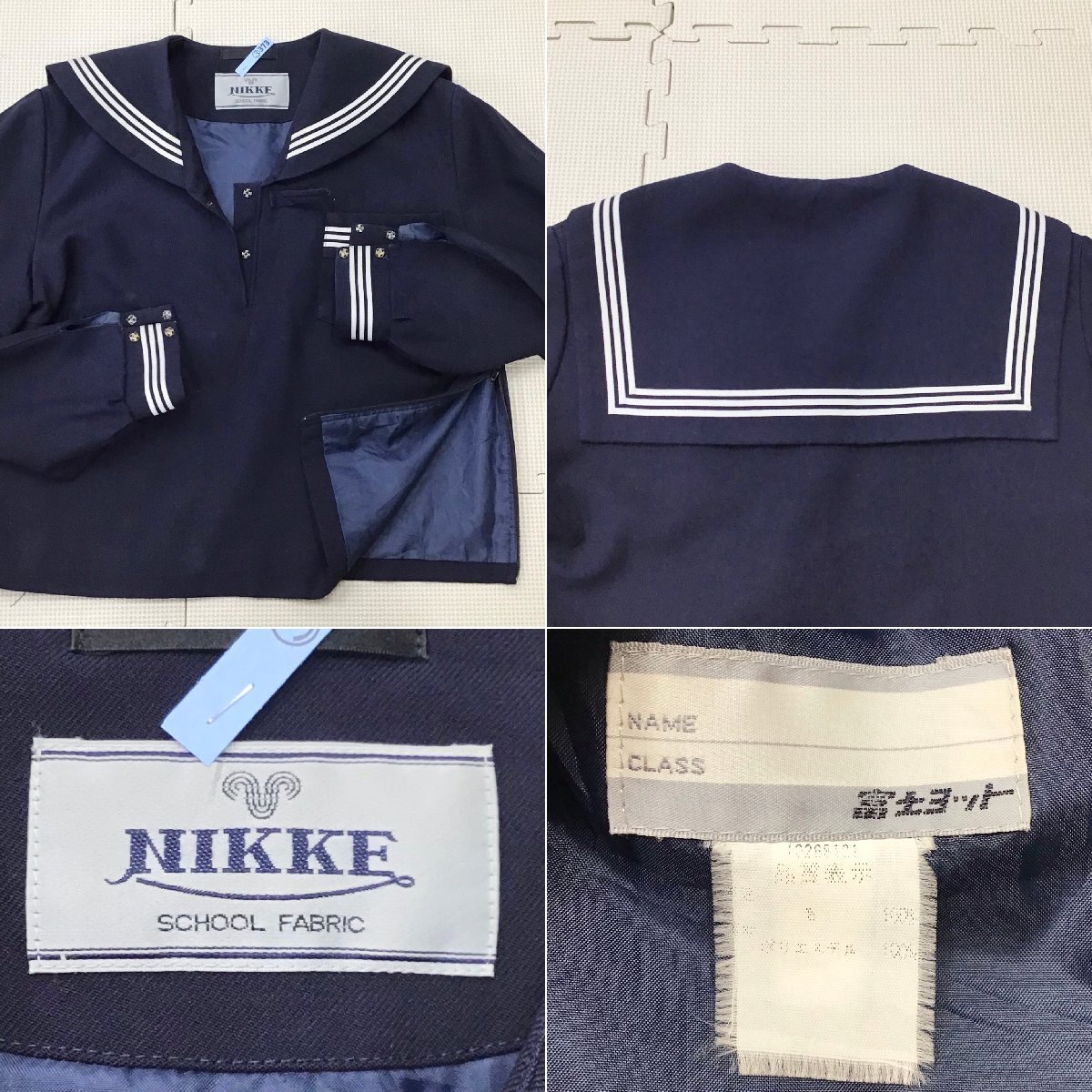 O540/(中古)広島・兵庫方面 女子制服3点 /校名不明/M/L/W64/丈65/セーラー/スカート/スカーフ/白3本/冬服/紺/学生服/中学校/高校/女子学生_画像4