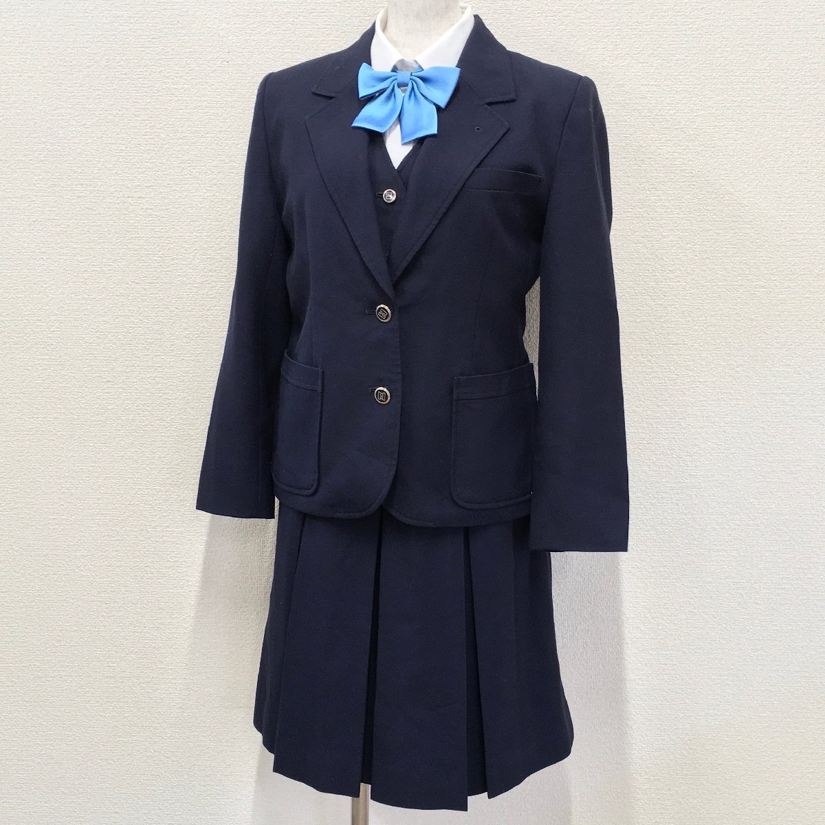 A571/A(中古)愛知県 新川高校 女子制服5点 /旧制服/9/W63程度/ブレザー/夏ベスト/冬スカート/リボン/WATASEI/NIKKE/女子学生/学生服