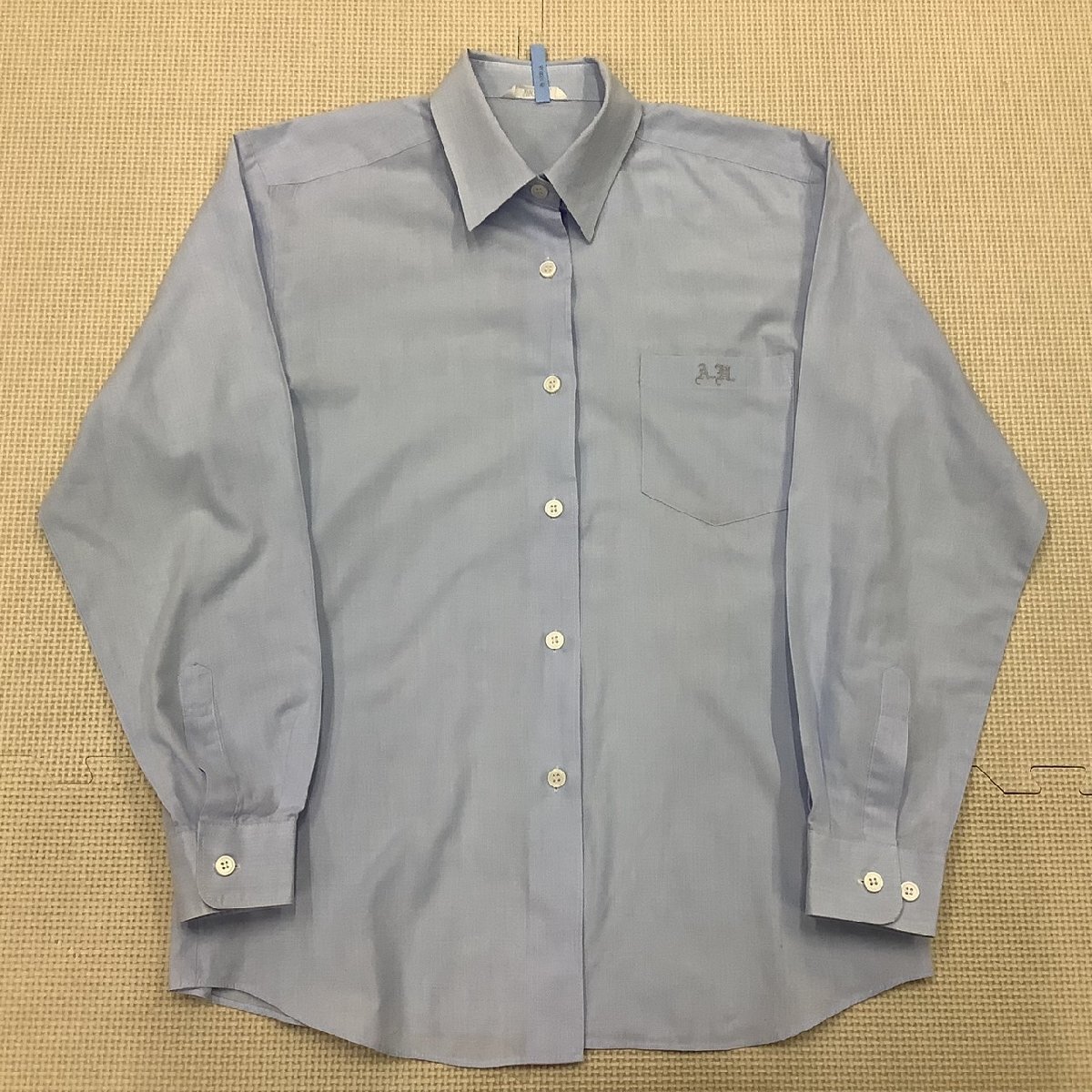 I491/Y(中古)山形県 荒砥高校 女子制服2点 /指定品/M/W69/丈53/長袖ブラウス/冬スカート/YACHT/青/チェック柄/ベルトスカート/学生服_画像2