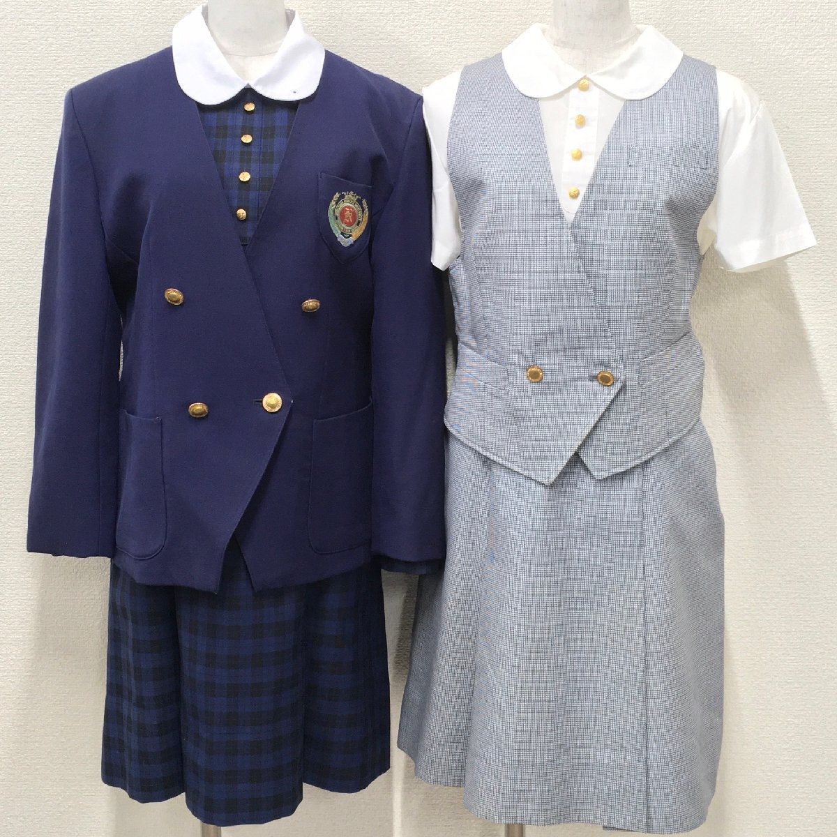 A596/S604(中古/箱)福島県 郡山女子大学附属高校 女子制服7点 /旧制服/9/11/13/ジャケット/ワンピース/ベスト/ブラウス/スカート/卒業生品の画像1