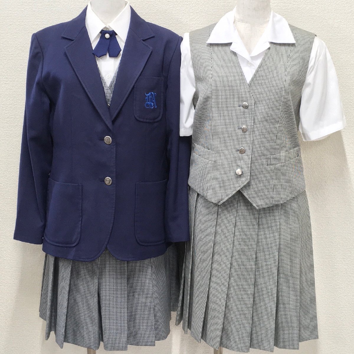 A600/T786(中古)栃木県 白鴎大学足利高校 女子制服9点 /旧制服/4/5/M/W72/ブレザー/セーター/ベスト/スカート/リボン/学生服/卒業生品_画像1