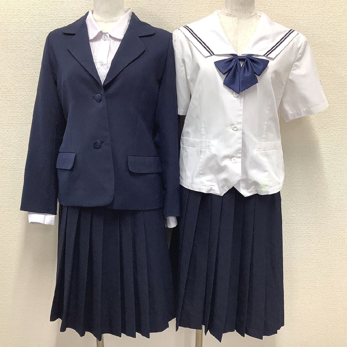 I500/Y(中古)山形県 山形北高校 女子制服7点 /S/M/160A/W63/ブレザー/変形セーラー/ブラウス/スカート/リボン/冬服/夏服/合服/学生服/_画像1