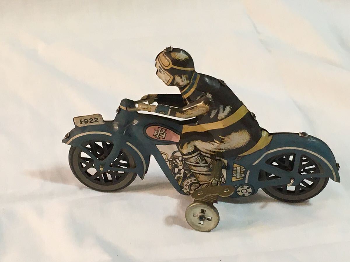 ブリキのおもちゃ バイク ゼンマイ式 レトロ （I-９２２）オートバイの画像1