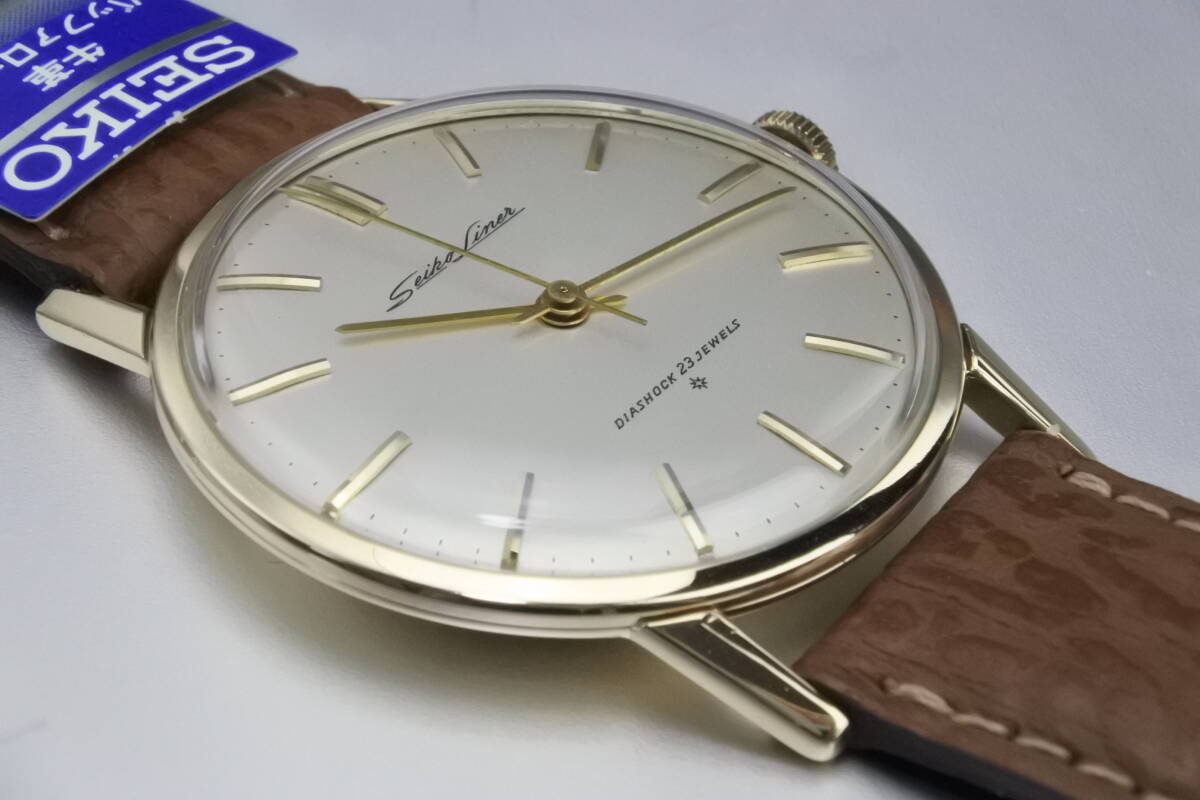 当時薄型限界国産高級モデル☆１９６１年製SEIKO（SEIKOSHA） セイコー ライナー SD文字盤ALL GOLD FILLED 23石 手巻紳士腕時計 国産名機の画像7