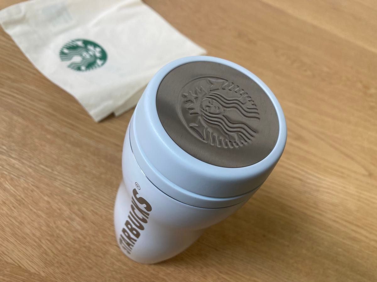 スタバ　ステンボトル　タンブラー　スターバックスコーヒー　麻混ポーチ付き　ホワイト　白ボトル STARBUCKS 水筒