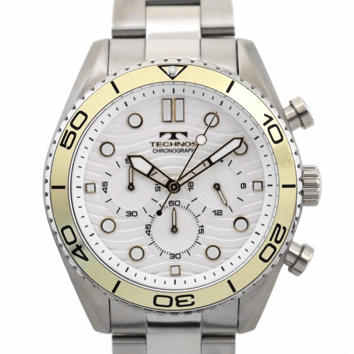 【腕時計】テクノス(TECHNOS) メンズ腕時計 T6B11 クロノグラフ クオーツ 電池式 SS ステンレス ホワイト文字盤 保証書 送料880円