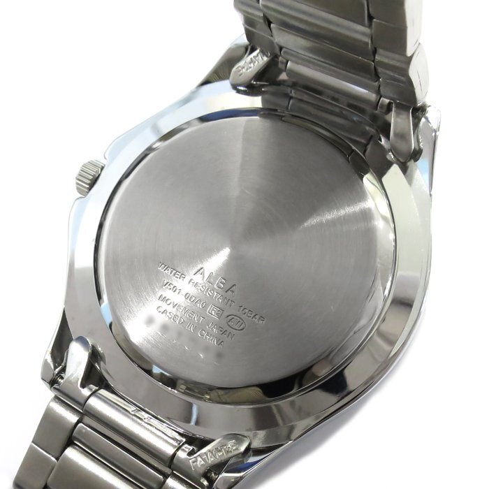 [ as good as new /SA rank ] Seiko (SEIKO) Alba (ALBA) V501-0DA0 men's wristwatch QZ quarts SS stainless steel black face instructions 