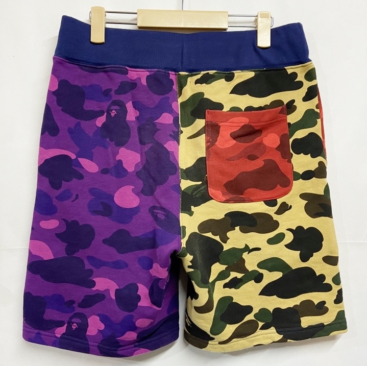 Mサイズ◆A BATHING APE アベイシングエイプ BAPE Mix Camo Crazy Sweat Shorts ベイプ マルチ シャーク スウェットショートパンツ_画像5