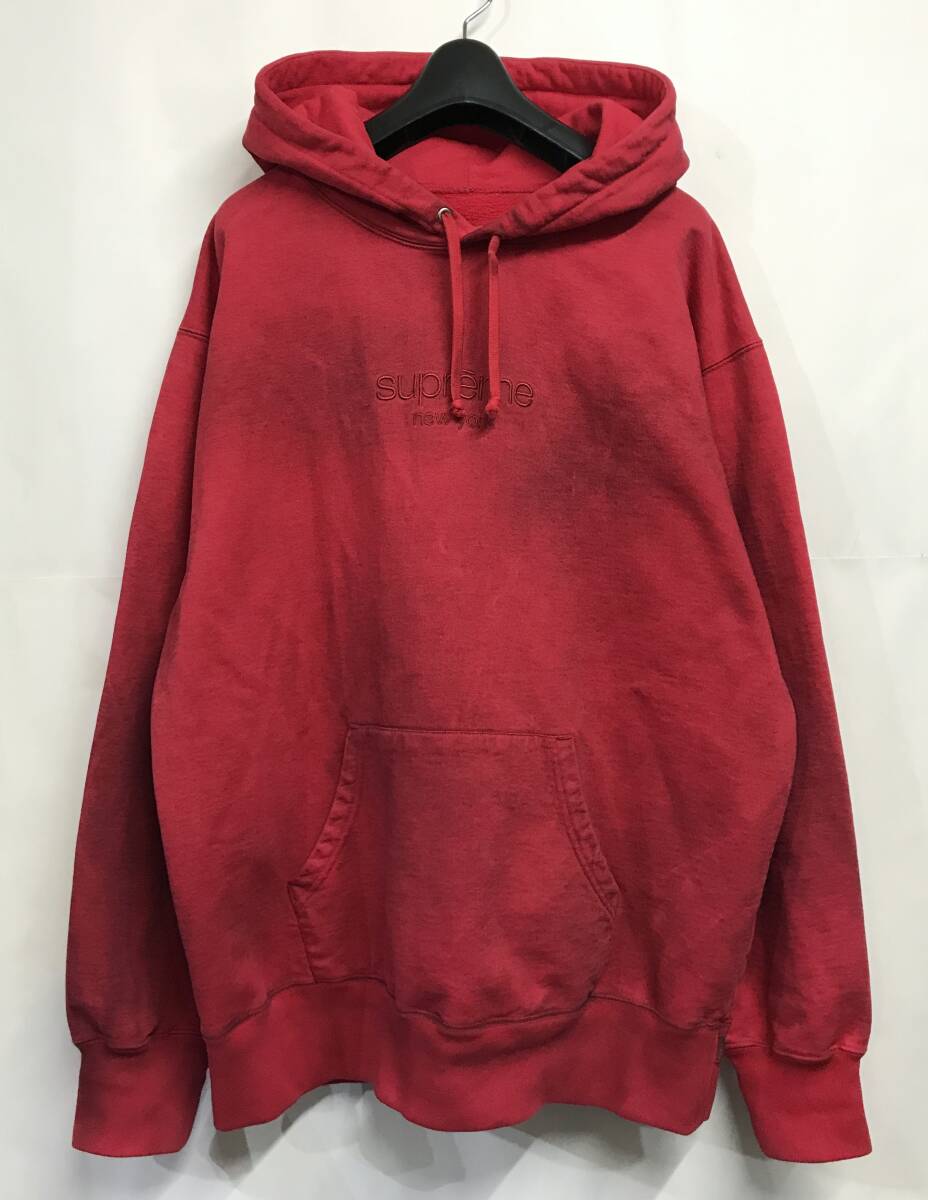 Mサイズ◆Supreme Classic Logo Garment Dyed Hooded Sweatshirt シュプリーム クラシックロゴ ガーメントダイド パーカー Red 赤_画像1