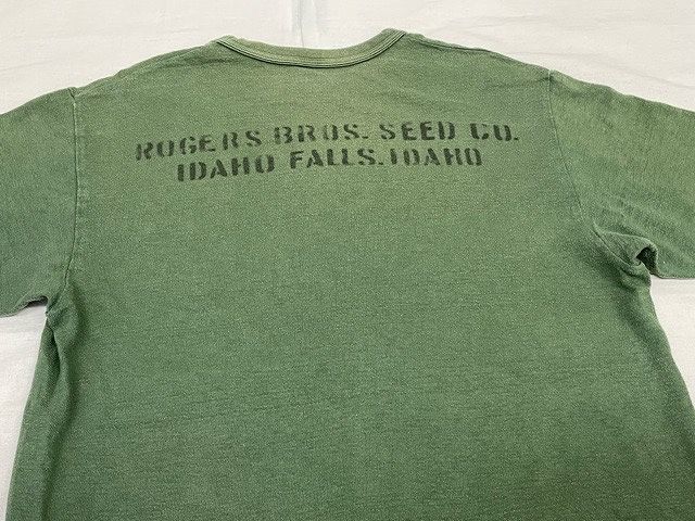 日本製 ウエアハウス WAREHOUSE Tシャツ Lot 4601 ROGERS BROS. ステンシル オリーブグリーン フェード L [e9-0032]_画像8