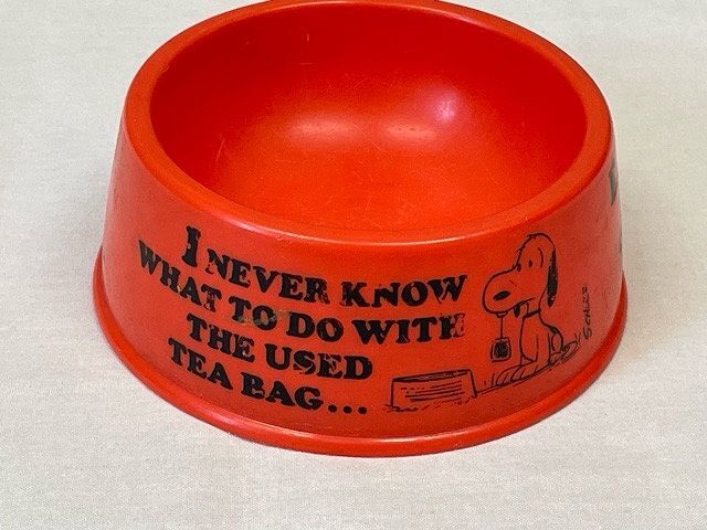 70's ビンテージ SNOOPY Dog Dish スヌーピー ドッグディッシュ フードボール united feature syndicate inc オレンジ 直径12cm [l-0909]_画像4