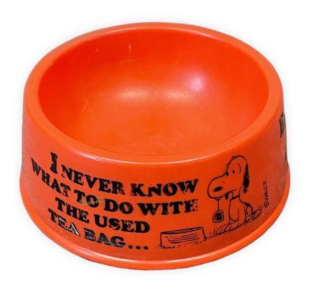 70's ビンテージ SNOOPY Dog Dish スヌーピー ドッグディッシュ フードボール united feature syndicate inc オレンジ 直径12cm [l-0909]_画像1