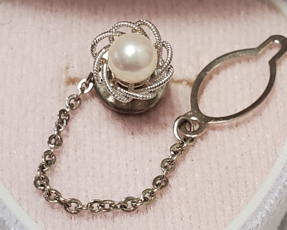 真珠　SILVER　シルバー刻印　パール　タイピン　メンズ　3,3ｇ　美品_画像3