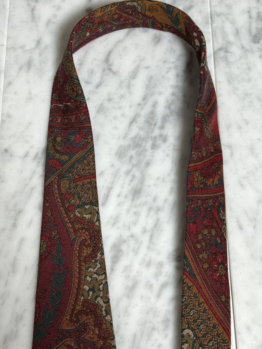 未使用品 699円～ 手縫いネクタイ レッド系 マルチカラー アラベスクの画像3