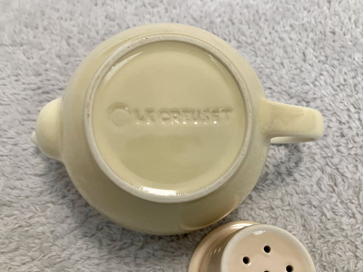 未使用 LE CREUSET ル・クルーゼ ルクルーゼ ティーポット 急須 茶こし付き 茶器 陶器 アイボリーの画像5