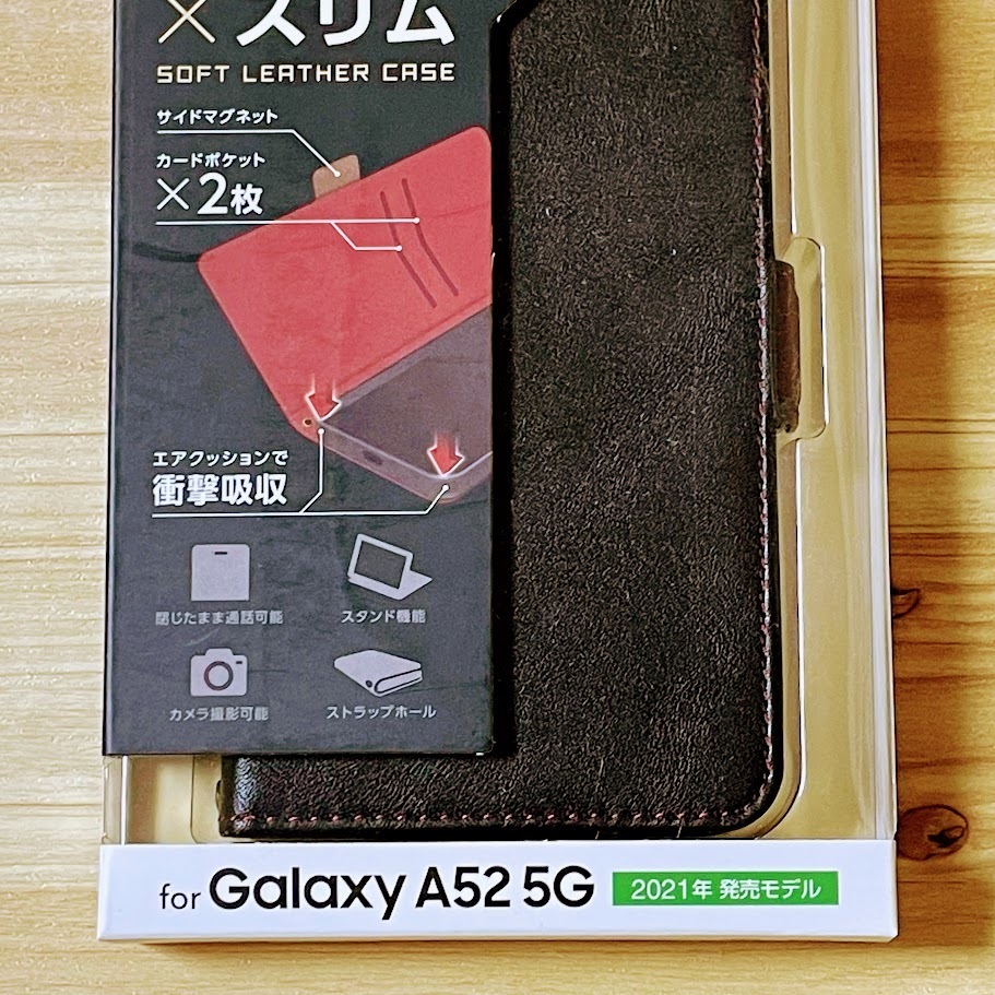 2個 Galaxy A52 5G SC-53B 手帳型ケース カバー ソフトレザー 耐衝撃 ブラック マグネット ストラップホール付 磁石付 カードポケット 465の画像8