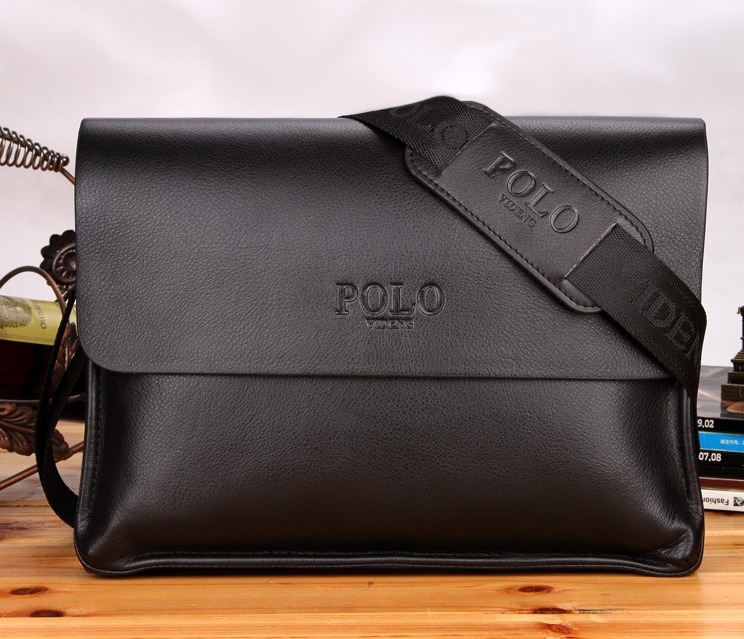 1円～ POLO VIDENG 新品 メンズ ショルダーバッグ ブラック 黒 横型 高級PUレザー ビジネス 大人気 ブランド 多機能 機能性 耐久 上質 質感_画像1