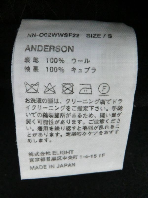 mo/531406/2307/ナイスネス　NICENESS　アンダーソン メルトンシングルジャケット　コート　NN-O02WWSF22/ブラック/サイズS_画像6