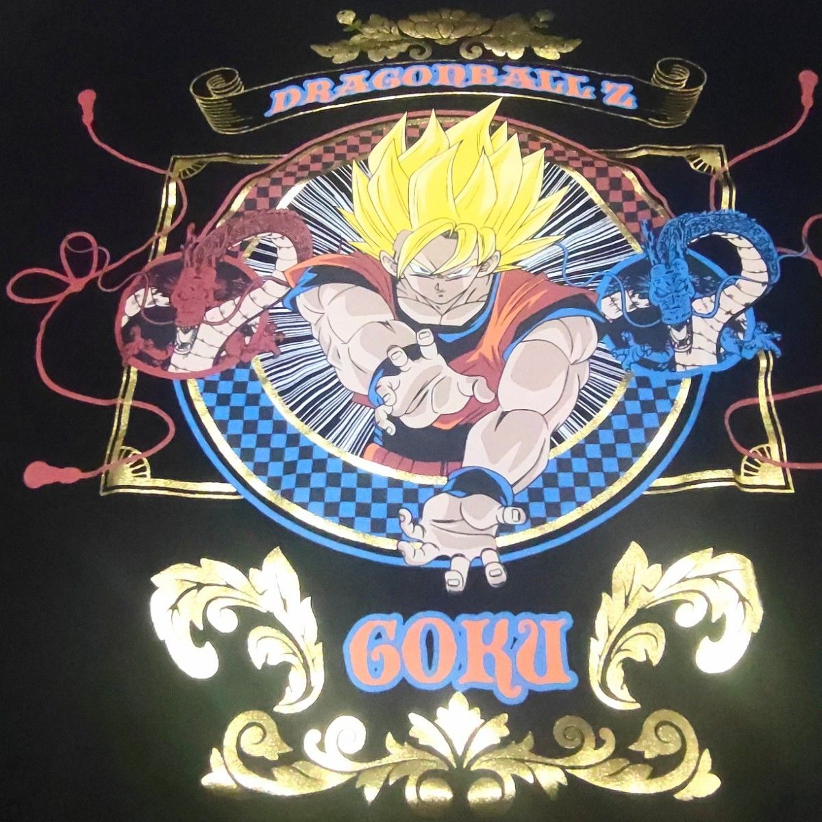 【新品タグ付き】ドラゴンボール Z 悟空 Tシャツ L ブラック ゴールド 良デザイン 鳥山明