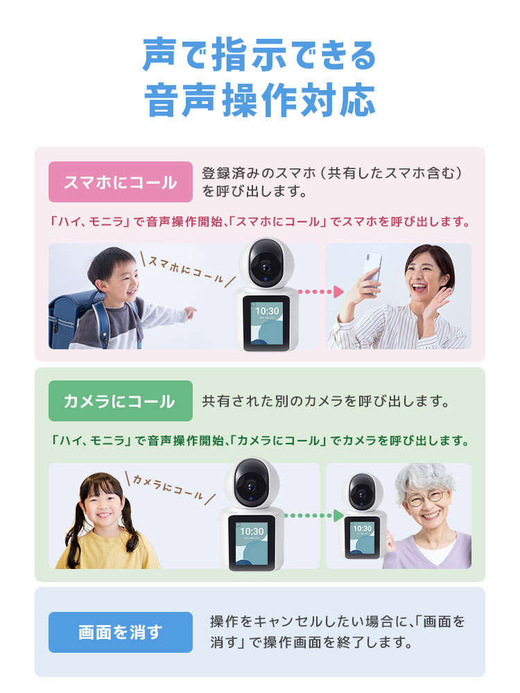 見守りカメラ チャットカム 家庭用 ビデオ通話 双方向通話 防犯カメラ スマホ対応 屋外 wifi スマホ iPhone 子供 高齢者 ペット ワイヤレス_画像9