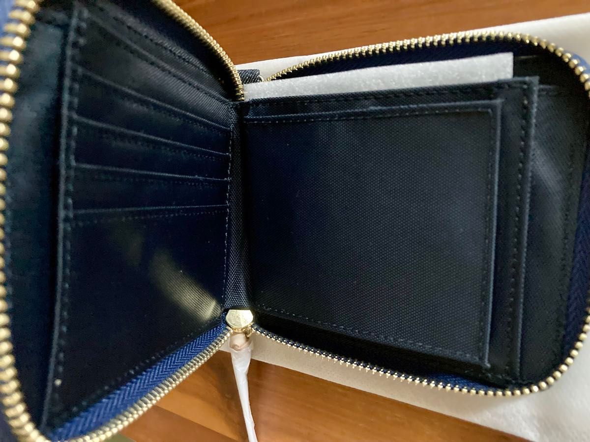 岡山デニム 日本製  ウォレット コンパクトウォレット 二つ折り財布 デニム ラウンドファスナー ミニ財布 未使用