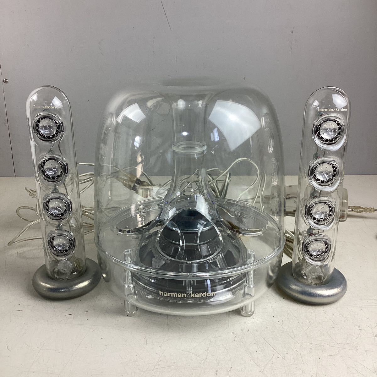 o3218 SoundSticks harman/kardon スピーカー ペア Apple T2587J/A 箱付き 通電確認済 中古 _画像2