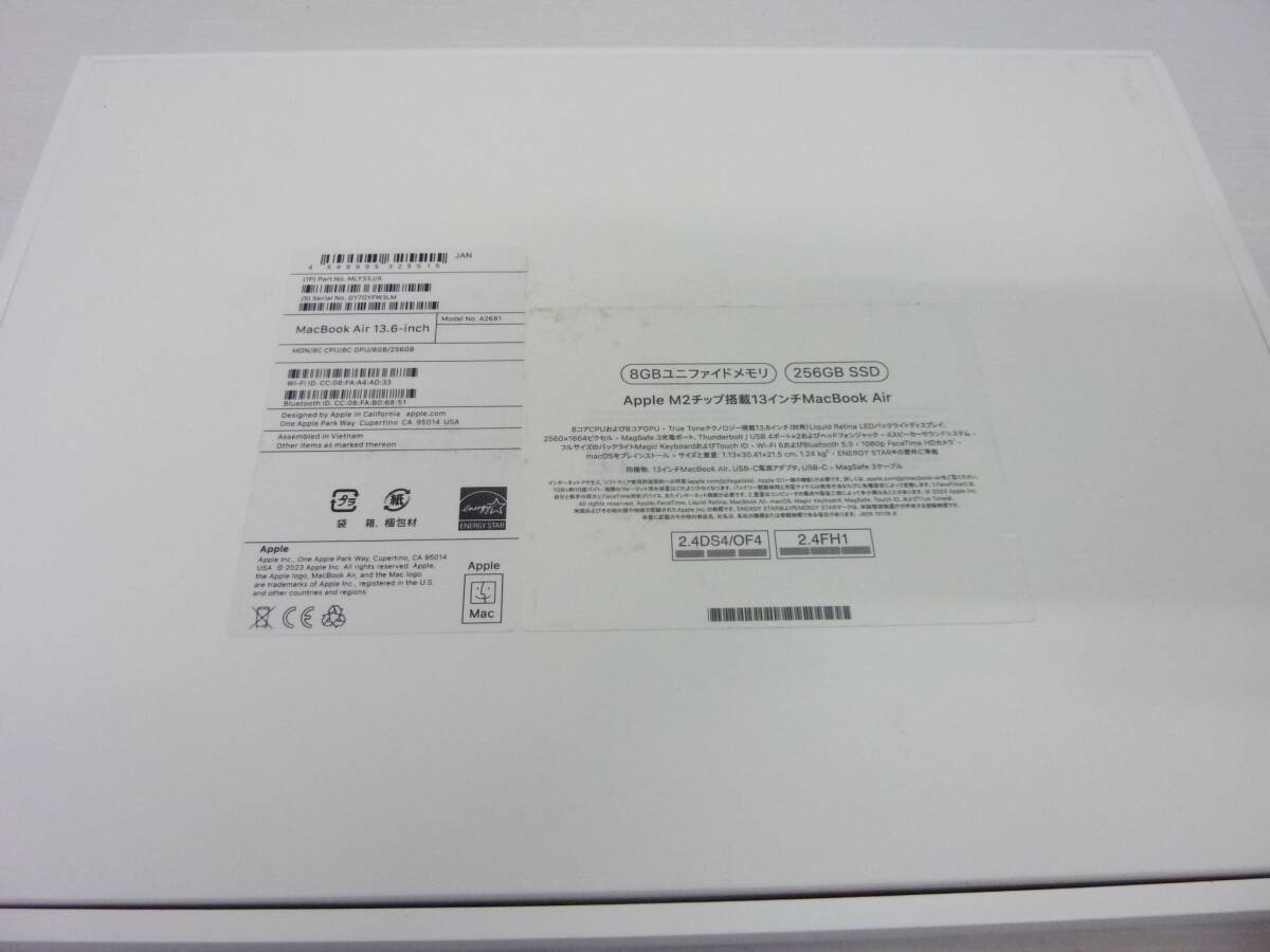 CV5482ta 売切！美品 Apple MacBook Air Liquid Retinaディスプレイ 13.6 MLY33J/A ミッドナイト SSD 256GB メモリ 8GB M2の画像8