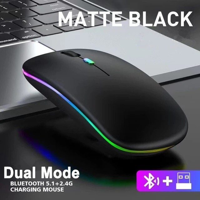 充電式ワイヤレスマウス Bluetooth+2.4GHz 無線 超薄型 静音 MATTE BLACKの画像1