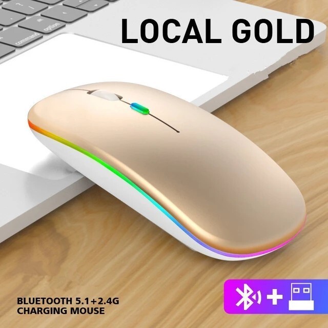 充電式ワイヤレスマウス Bluetooth+2.4GHz 無線 超薄型 静音 LOCAL GOLDの画像1