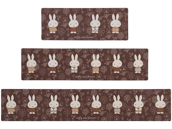  Miffy PVC long mat [ line art ] Brown approximately 45×180cmsenko- kitchen mat kitchen bruna fire prevention anti-bacterial 