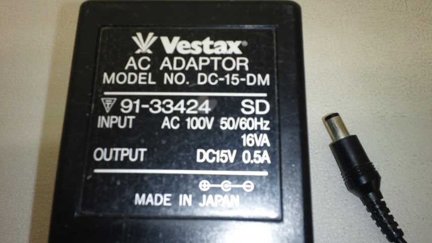 Vestax ACアダプター DC-15-DM 通電確認済みの画像2