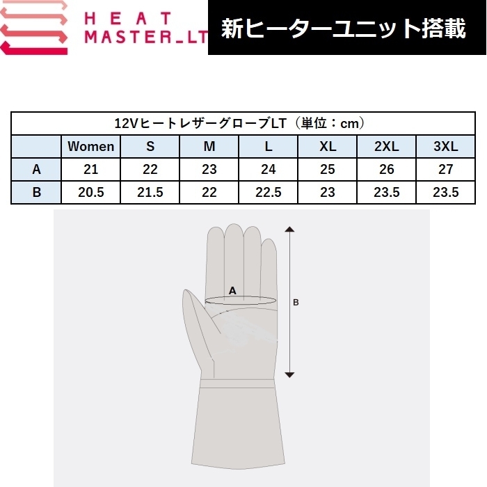 最新 LTシリーズ ヒートマスター Sサイズ 12Vヒートレザーグローブ LT TYPE-1 S 約2.5A (2023-24秋冬)_画像4