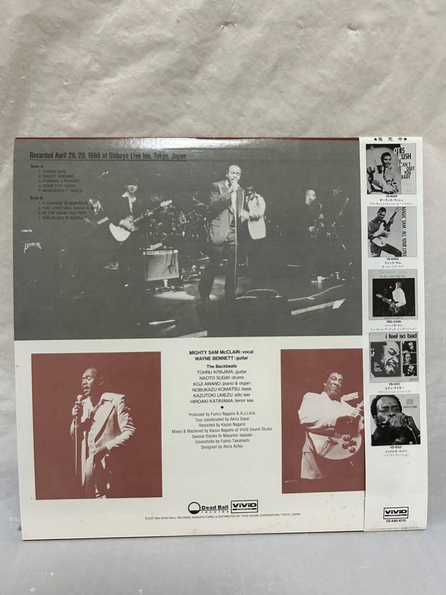 ◎T098◎LP レコード 美盤 マイテイ・サム・マクレイン Mighty Sam McClain Featuring Wayne Bennett Live In Japan/1986年/DB-2508/帯付_画像2