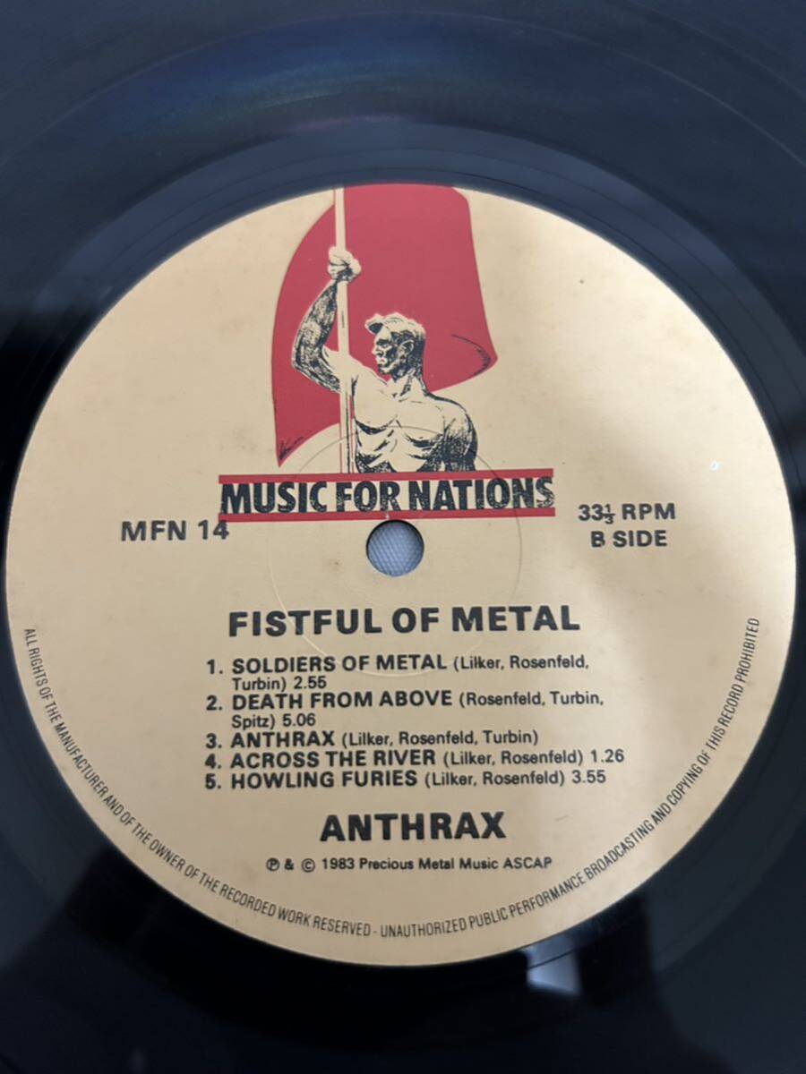 ◎T556◎LP レコード Anthrax アンスラックス/Fistful Of Metal/MFN 14/1984年/UKオリジナル盤_画像6