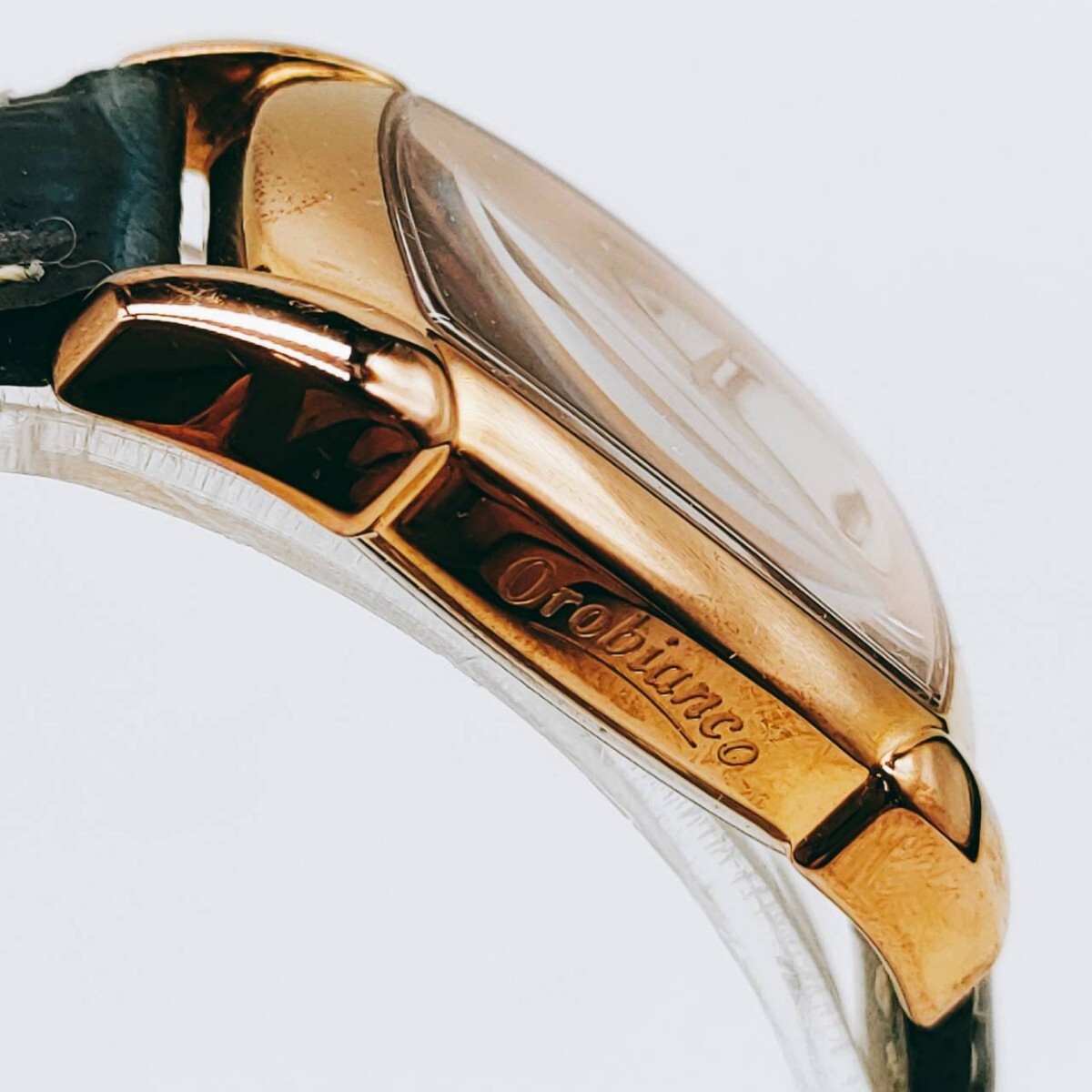 Orobianco オロビアンコ OR-0028 レッタンゴリーナ シルバー文字盤 クォーツ式 レザーベルト スクエア レディース 腕時計 アンティーク _画像7