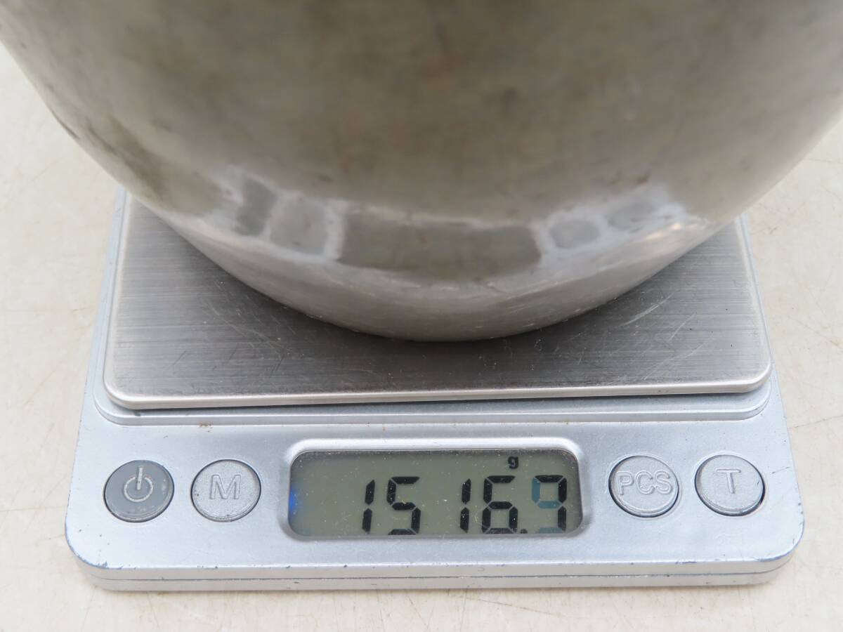 K5817 錫製 茶心壺 茶壺 茶入れ 高さ約17.8cm 約1516.7g 金属工芸 錫器 茶道具 時代物 古美術 DB02_画像10