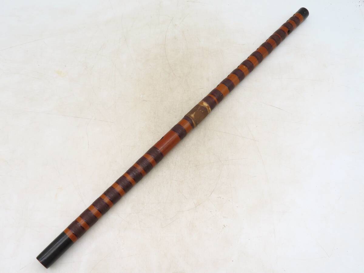 K5926 竹製 篠笛 全長62cm 笛袋付 竹横笛 竹笛 伝統和楽器 古道具 茶道具 古美術の画像2