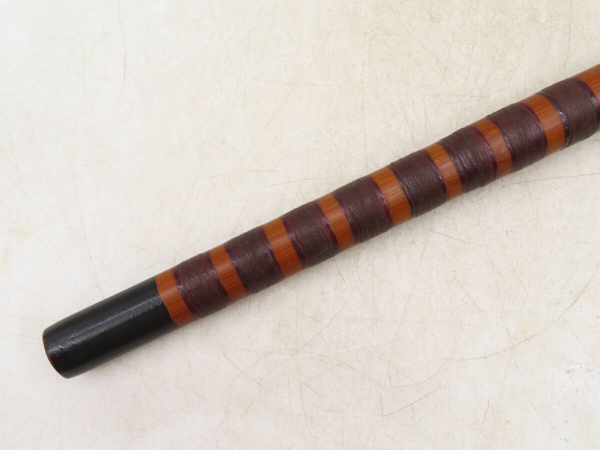 K5926 竹製 篠笛 全長62cm 笛袋付 竹横笛 竹笛 伝統和楽器 古道具 茶道具 古美術の画像9