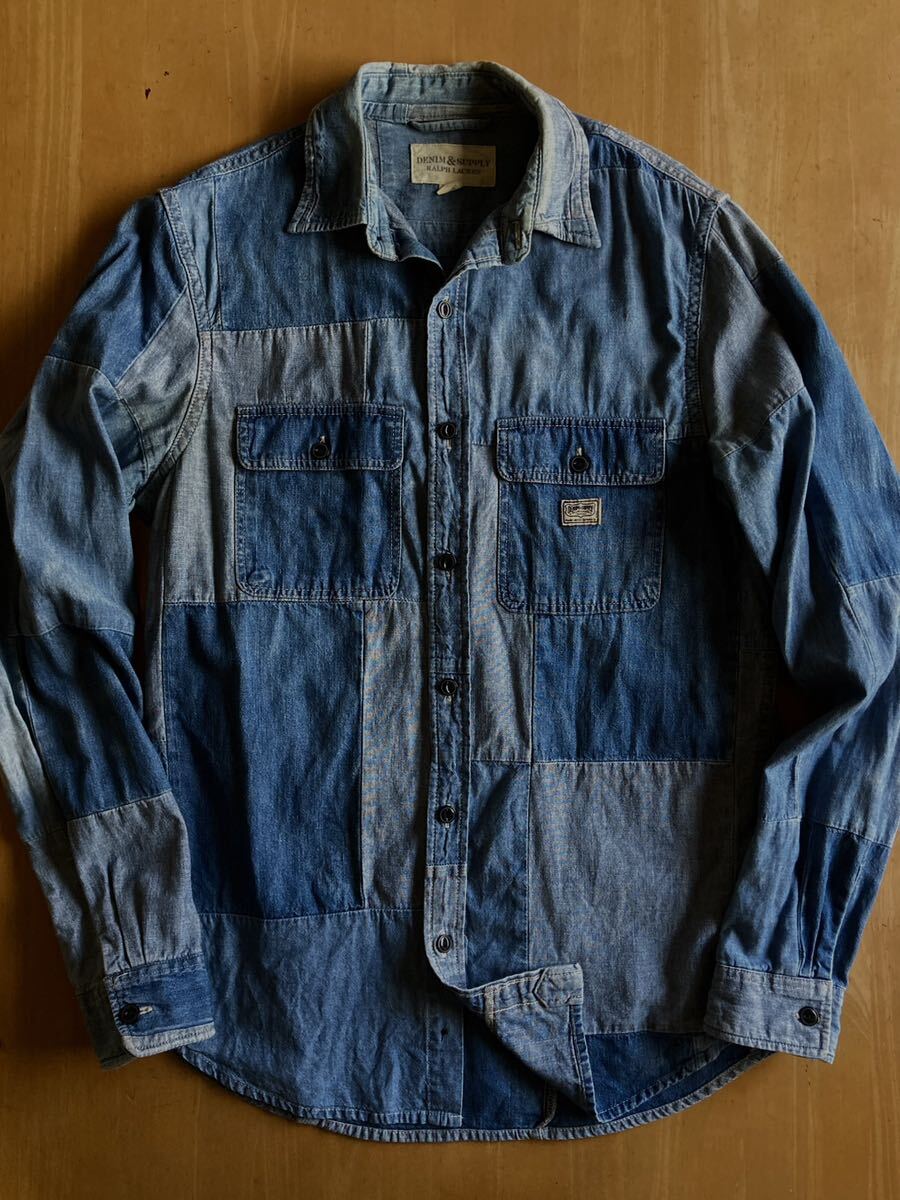 Denim&Supply パッチワークデニムシャツ S 傑作 ラルフローレン RRL（ ビンテージジャケットの画像1