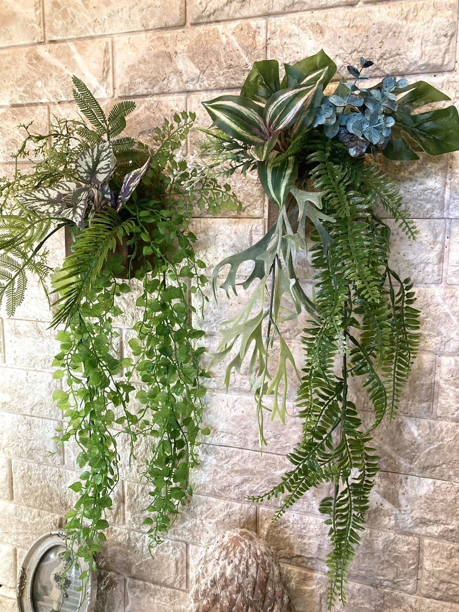 光触媒　人工観葉植物　ウォールグリーン　フェイクグリーン　壁掛けウッド２個セット_画像4